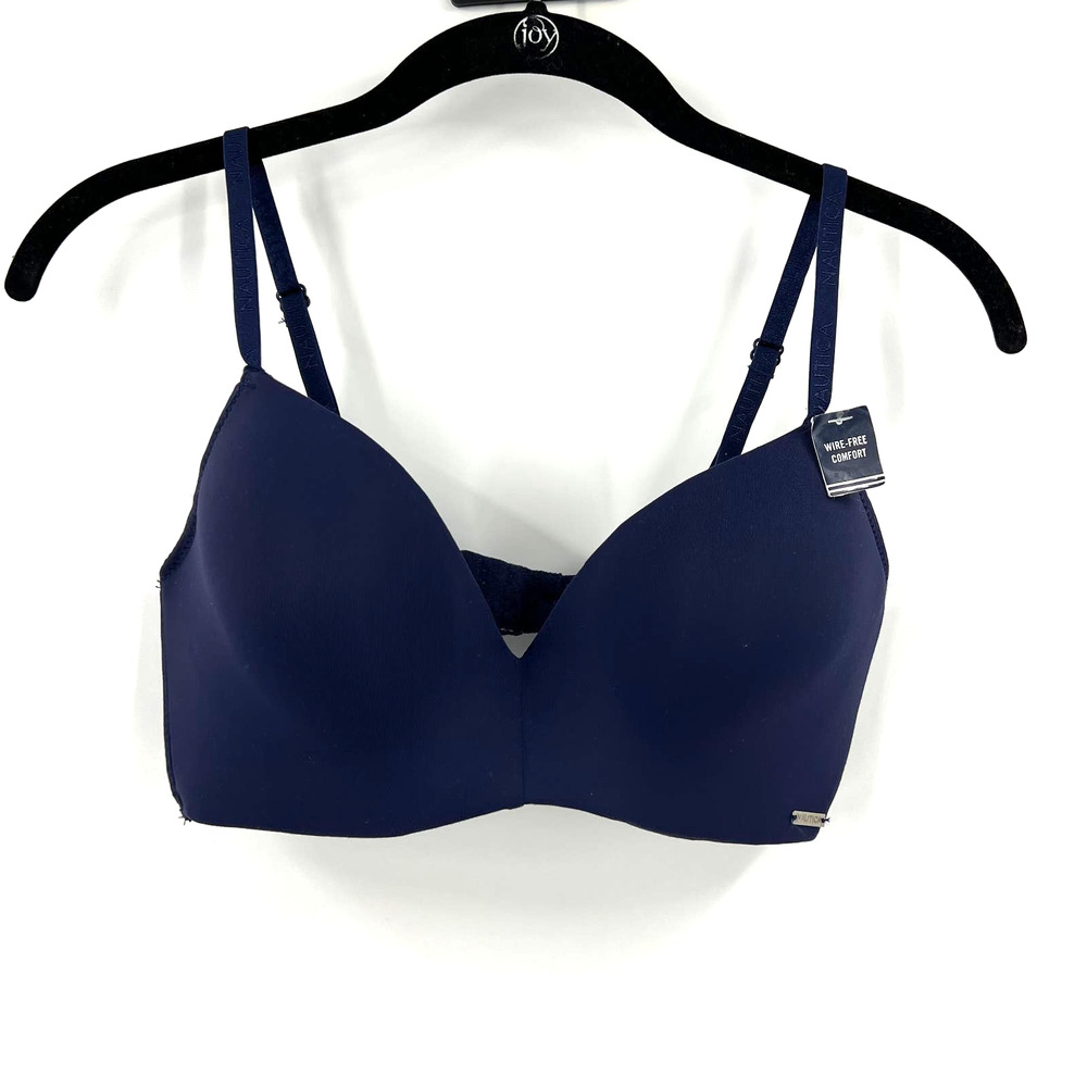 Nautica Intimates Dark Navy Blue Bra Padded Wireless Comfort NEW 36C